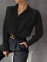 Solid Button Front Curved Hem Shirt